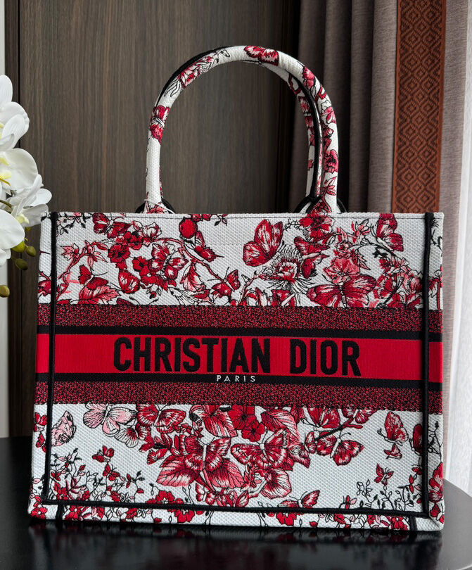 Christian Dior Medium Dior Book Tote Red
